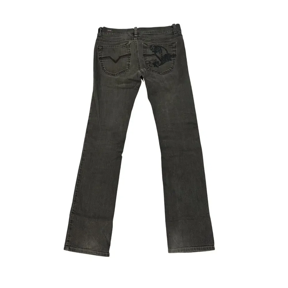 Diesel Liv Jeans 26x30 Made in Italy Gray Wash Stretch Straight Leg - Picture 3 of 13